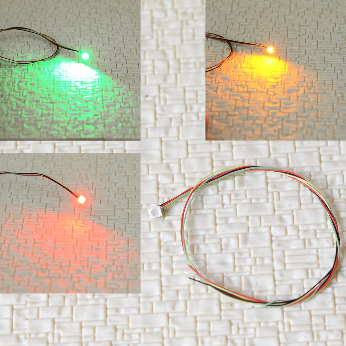 5 x pre-soldered SMD LEDs tiny wired Red Green Yellow for searchlight signals