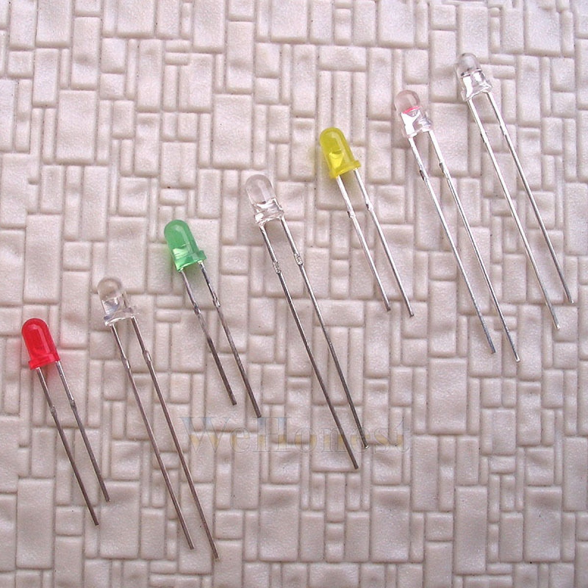 35 x 3mm Light Emitting Diode Assorted 7 Colors LEDs + free resistors