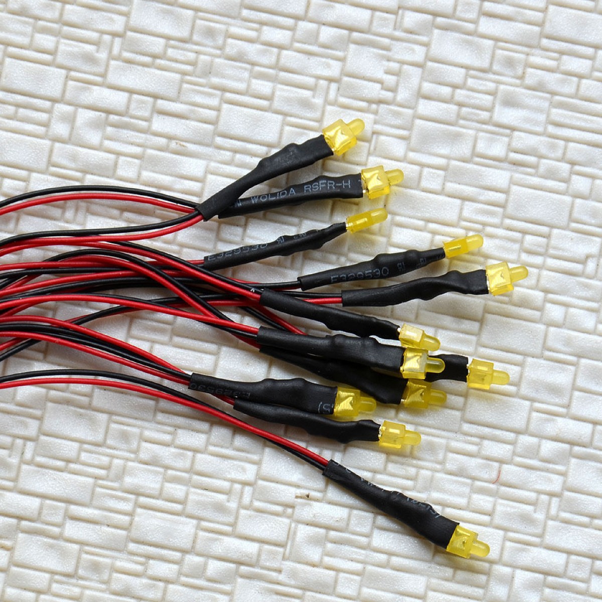 10 x Pre-Wired 2mm Yellow LEDs prewired resistor for 12V - 18V DC use