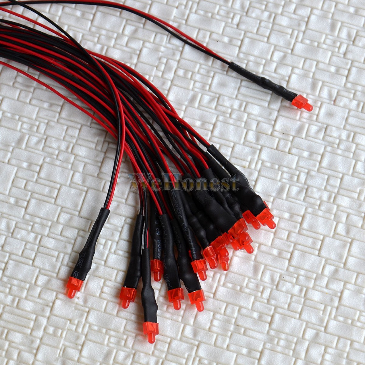 10 x prewired 2mm Red LEDs pre-wired 1k resistors for 12V to 18V DC use