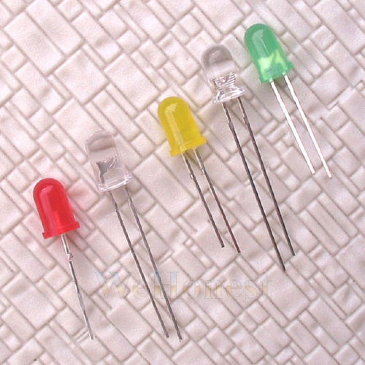 50 x  Dia. 5mm Light Emitting Diode Assorted 5 Colors LEDs Mixed Colours