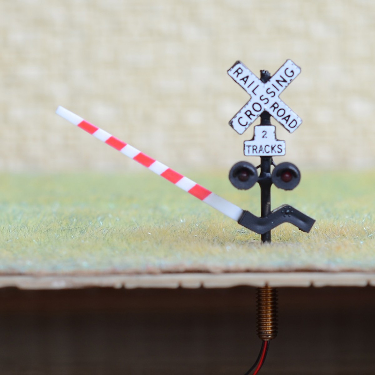 thumbnail image 2 of N Scale Model Railroad Crossing Signal Set – 2x Gates With Flashers, Brass, Pre-built (#NS42) 2 of 6
